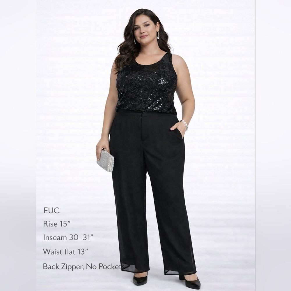 Vintage J.R. Nites Black Sheer Overlay Dress Slacks | Size 8 | Formal High Rise